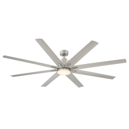 

Modern 72 Ceiling Fan with 8-Blades Ceiling Fan and a Six Speed DC Motor and LED Dimmable Light in a Satin Nickel Finish