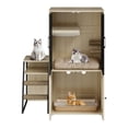 thumbnail image 2 of 2-Tier Cat Litter Box Furniture - Enclosed Hidden Litter Box Cabinet with Doors, Storage Shelf & Step Ladder - Discrepet Cat Toilet Furniture for Home Decor, Large Size for Multiple Cats, 2 of 8