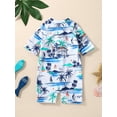 thumbnail image 6 of Toddler Baby Boy One Piece Swimsuit Infant Short Sleeve Zipper Bathing Suit Rash Guard Swimwear Beachwear Sunsuit, 6 of 7