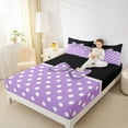 thumbnail image 4 of jejeloiu Ribbon Bow Tie Bed Sheets,Kawaii Polka Dots Bowknot King Sheets,Purple White Black Sheet Set For Teens,Luxury Bedroom Decor,4-Piece, 4 of 7