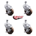 thumbnail image 2 of 4 Inch High Temp Glass Filled Nylon ½ Inch Threaded Stem Caster Set with Brake, 2 of 2