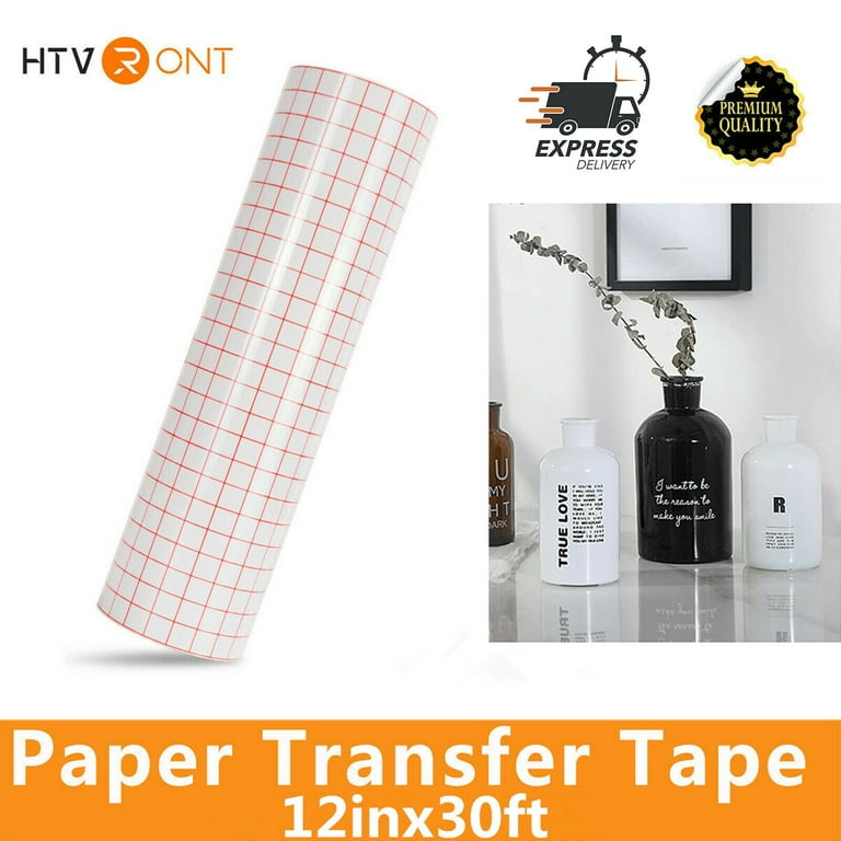 High Gloss Clear Vinyl Transfer Paper Self-Adhesive Roll W/Grid Backing 12  Inches x 25 Feet 3Mil
