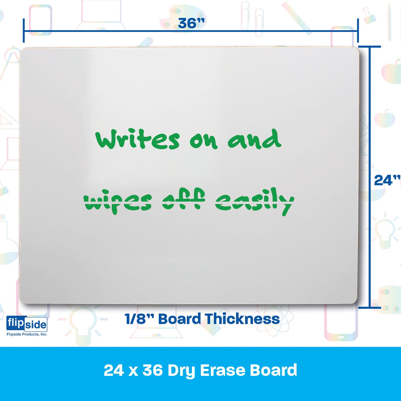 Flipside Products 24"x36" Dry Erase Board (2 Pack) - Student Whiteboards for Wall & School Supplies