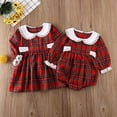 thumbnail image 6 of Douhoow Christmas Sister Matching Clothes,Baby Girl Red Plaid Doll Collar Jumpsuit/Dress, 6 of 8