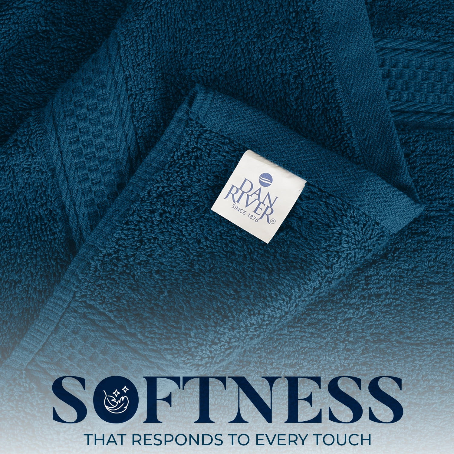 Dan River Bath Towel 4 Pack 27x54 in Ultra Soft Quick Drying Cotton Towel - Blue