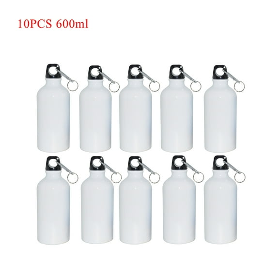 PreAsion 10pcs 600ml Water Bottle with Safe Lock Aluminium White