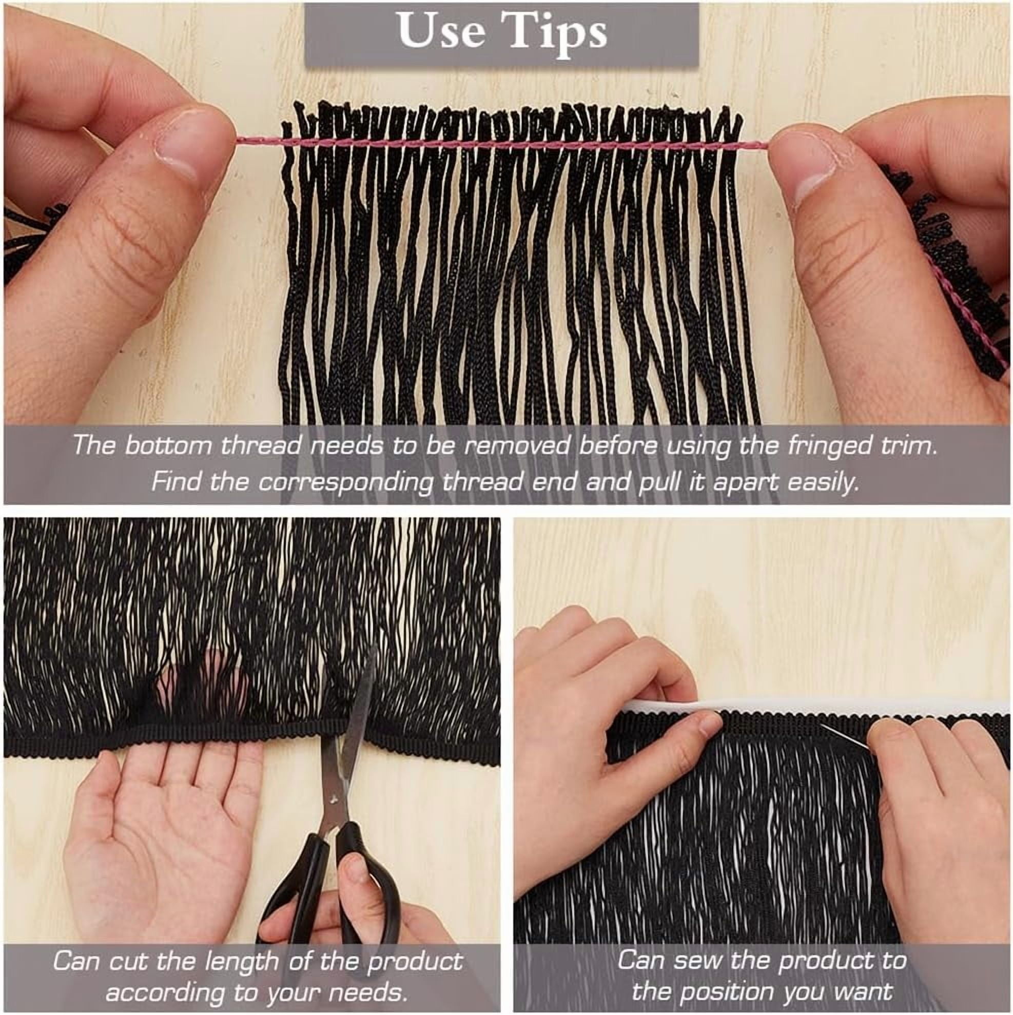 10 Yards Black Polyester Fringe Tassel Sewing Trim 5-1/4 Inch Wide Ribbon Trim for DIY handcrafting