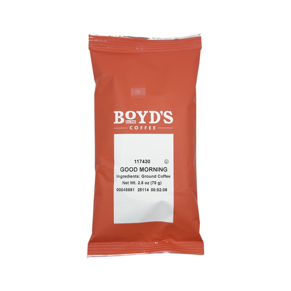 Boyd's Good Morning Ground Coffee, Medium Roast, 5 Pack – 2.5 oz Portions