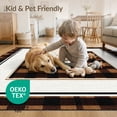 thumbnail image 4 of ODIKA 3'x5' Washable Area Rug Non-Slip, Flatweave, Easy Care Door Retro Plaid Border Panel Farmhouse Motif Vintage Plank Frame for Hallway, Laundry Room, 4 of 7
