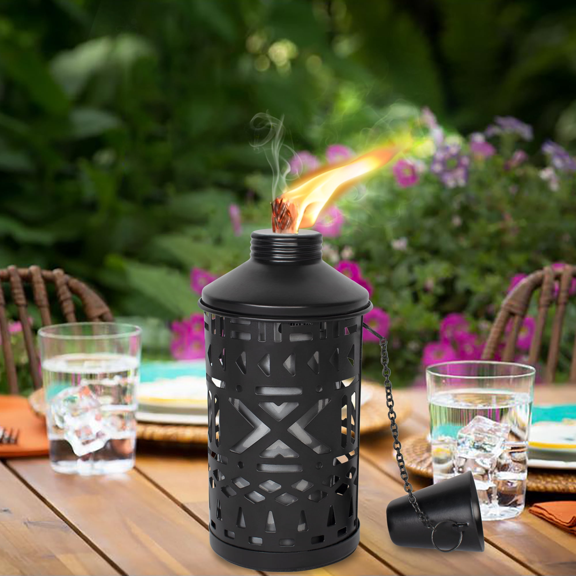 Mainstays Citronella Metal Table Top Torch for Indoor and Outdoor- Black 1 Pc