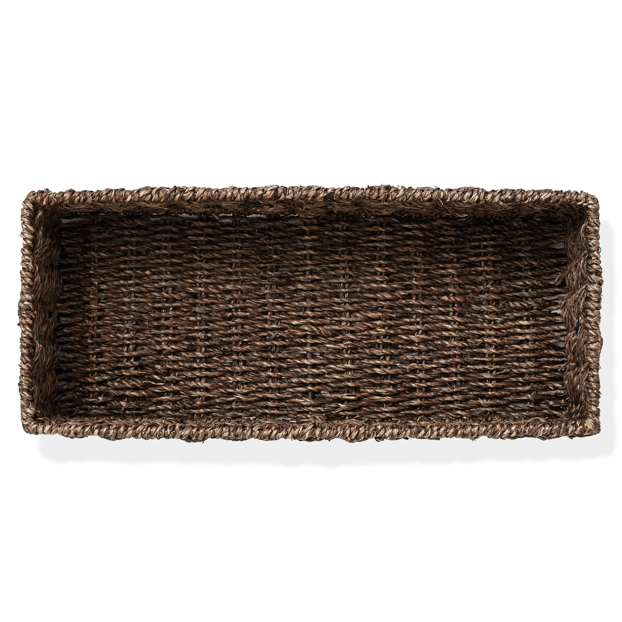 Casafield Bathroom Storage Baskets - Set of 2, Espresso - Seagrass, 16" W  x 6.75" D x 4.25" H, Woven Toilet Paper, Tissue, Shelving Bins