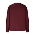 thumbnail image 3 of MIUOWANP Fall Sweatshirts for Women Womens Casual Oversized Loose Solid Round Neck Sweater Long Sleeved Tops Wine S, 3 of 4