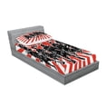 thumbnail image 2 of Ambesonne Japanese Fitted Sheet & Pillow Sham Set, Samurai Ninja Retro, Twin, Red Black, 2 of 2