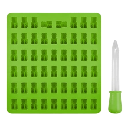 ACDANC 53-Cavity Silicone Gummy Mold - BPA-Free,Nonstick,Food-Grade Teddy Bear Candy Mold with Dropper for Jelly and Chocolate Making