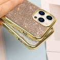 thumbnail image 4 of Compatible with iPhone 12 Pro Max Diamond Case Cute Bling Glitter Rhinestone Crystal Shiny Sparkle Protective Cover with Electroplate Plating Bumper Luxury Fashion Case 6.7 inch Gold, 4 of 15