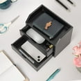 thumbnail image 4 of Black Wood Desk Organizer with 2 Drawer, Mini Cute Cabinet with Storage Shelf for Tabletop, Small Desktop Box Organizer for Cosmetic Office Supplies, 4 of 15
