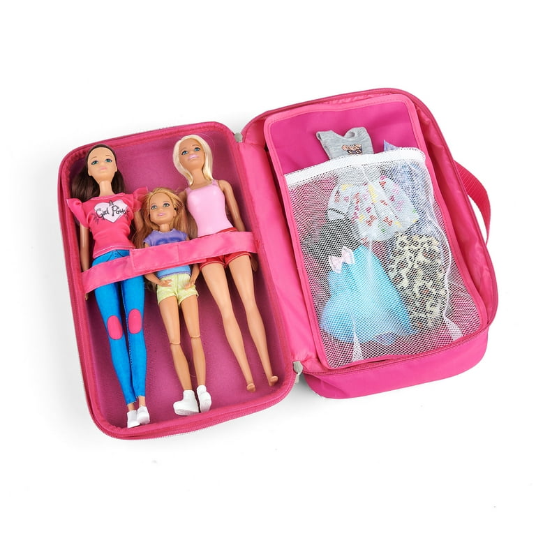 Badger Basket Doll Storage and Travel Case for 12-inch Fashion Dolls,  Lipstick Pink 