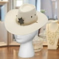 thumbnail image 2 of Sombrero de vaquero para hombre, sombrero de vaquera con correa para la barbilla, sombrero de ala ancha de moda para exteriores Beige, 2 of 9