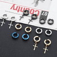 thumbnail image 3 of 30 Piezas Aretes Falsos Piercing Hombre Imán Acero Cruz NEGRO PLATA DORADO AZUL, 3 of 5
