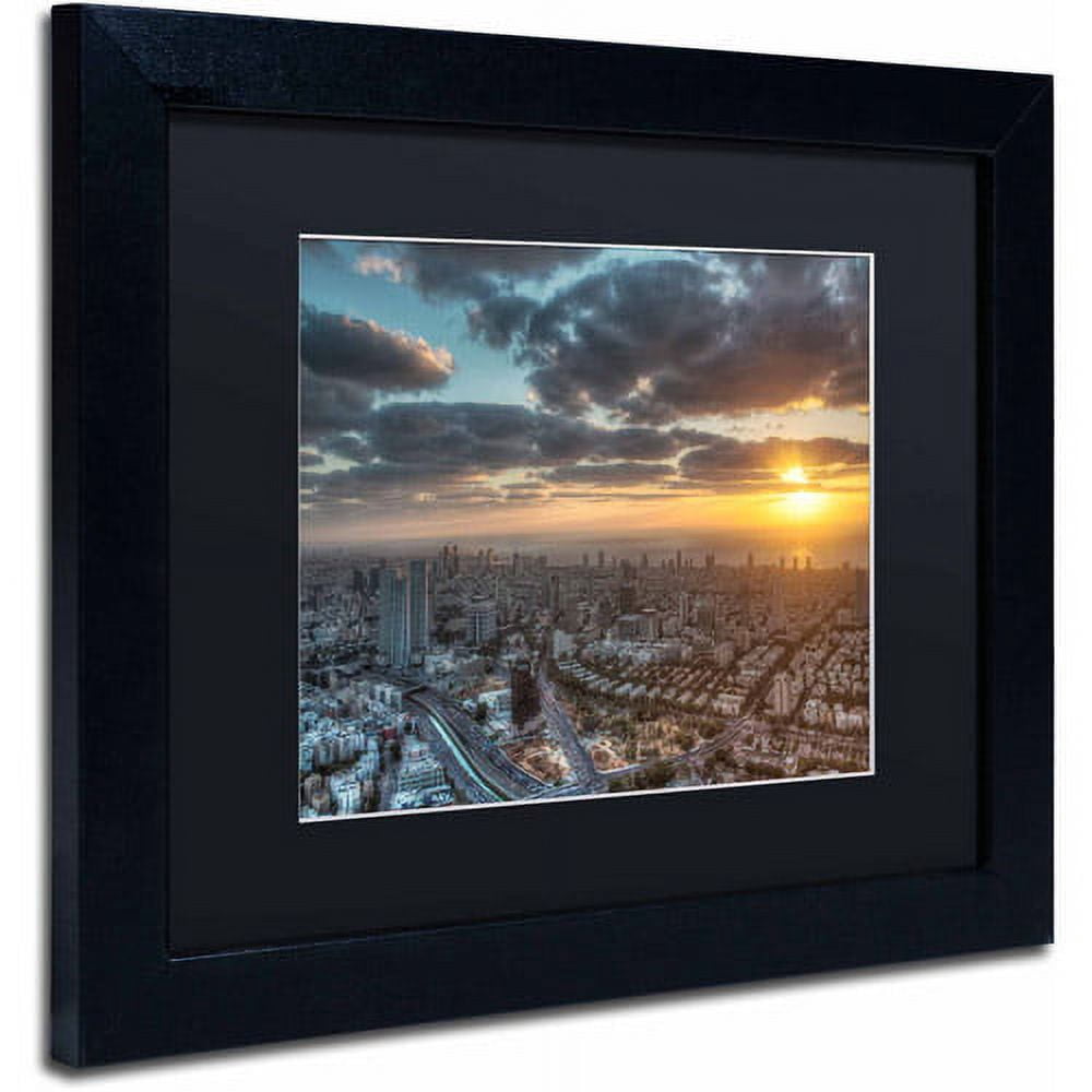 Trademark Fine Art "Tel Aviv - Israel-II" Canvas Art by David Ayash, Black Matte, Black Frame