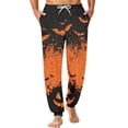 thumbnail image 2 of Domuza Mens Halloween Pajamas Pants Casual Stretch Waist Drawstring Jogger Pj Pants Horror Novelty Graphics Comfy Soft Home Trousers Black L, 2 of 6