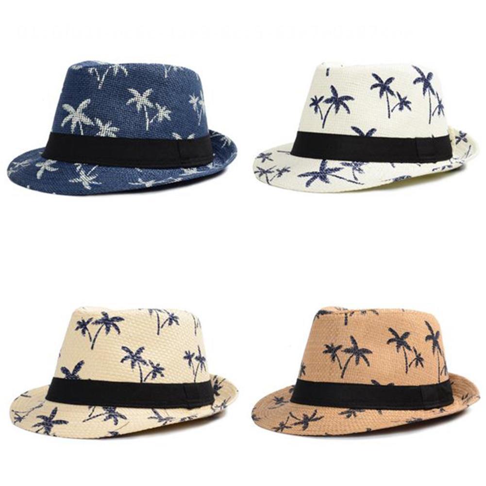 Straw Hat Sun Hat Sun Protection Hat Fisherman Hat Summer Hat Foldable Beach Hat Beach Hats Coconut Tree Pattern Beige 4 - image 5 of 8