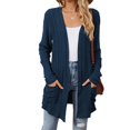 thumbnail image 4 of idosla Cardigan Sweaters for Women Lightweight Open Front Thin Long Cardigans Fall Long Sleeve Knit Sweater with Pockets (Navy, XXL), 4 of 7