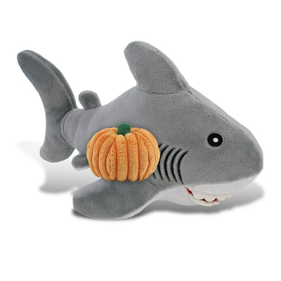 DolliBu Eco Friendly Super Soft Shark Stuffed Animal with Pumpkin Decor - Pumpkin Plush Animal for Fall, Halloween and Thanksgiving, Pumpkin Toy for Baby, Kids, Adults - 12 Inches