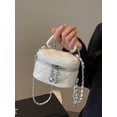 thumbnail image 2 of Wynndora Mini Box Crossbody Bag, White Quilted Metallic Purse with Chain Strap, Top Handle & Heart Charm, Women's Evening Clutch, 2 of 8