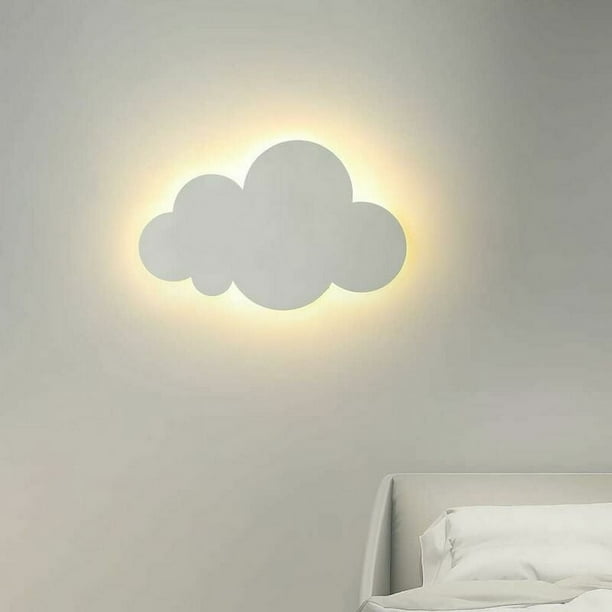 Lámpara de pared con forma de nube, aplique para habitación infantil con luz LED ajustable, lámpara de pared moderna para espacios interiores, estilo bonito para luces de noche para niños, fácil de