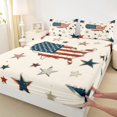thumbnail image 4 of Manfei Vintage Usa Flag Queen Sheets,Patriotic Stars Queen Sheet Sets,Beige Red,4 Pieces,1 Flat Sheet, 1 Fitted Sheet and 2 Pillowcases, 4 of 6
