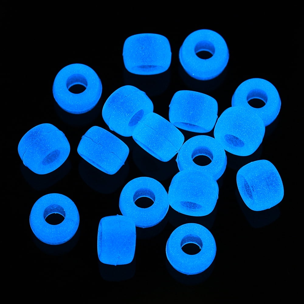 Transparent & Luminous Plastic Beads Frosted Crow Beads Pony Beads Glow in the Dark Barrel Pale Turquoise 9x6mm Hole: 3.8mm about 1900pcs/500g