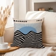 thumbnail image 3 of Ethan Taylor Abstract Throw Pillow Soft Cushion Cover 'Blue Bauhaus Waves & Sun Patterns Waves' Bohemian Pattern Decorative Square Accent Pillow Case, 18x18 Inches, Blue, Black, 3 of 5