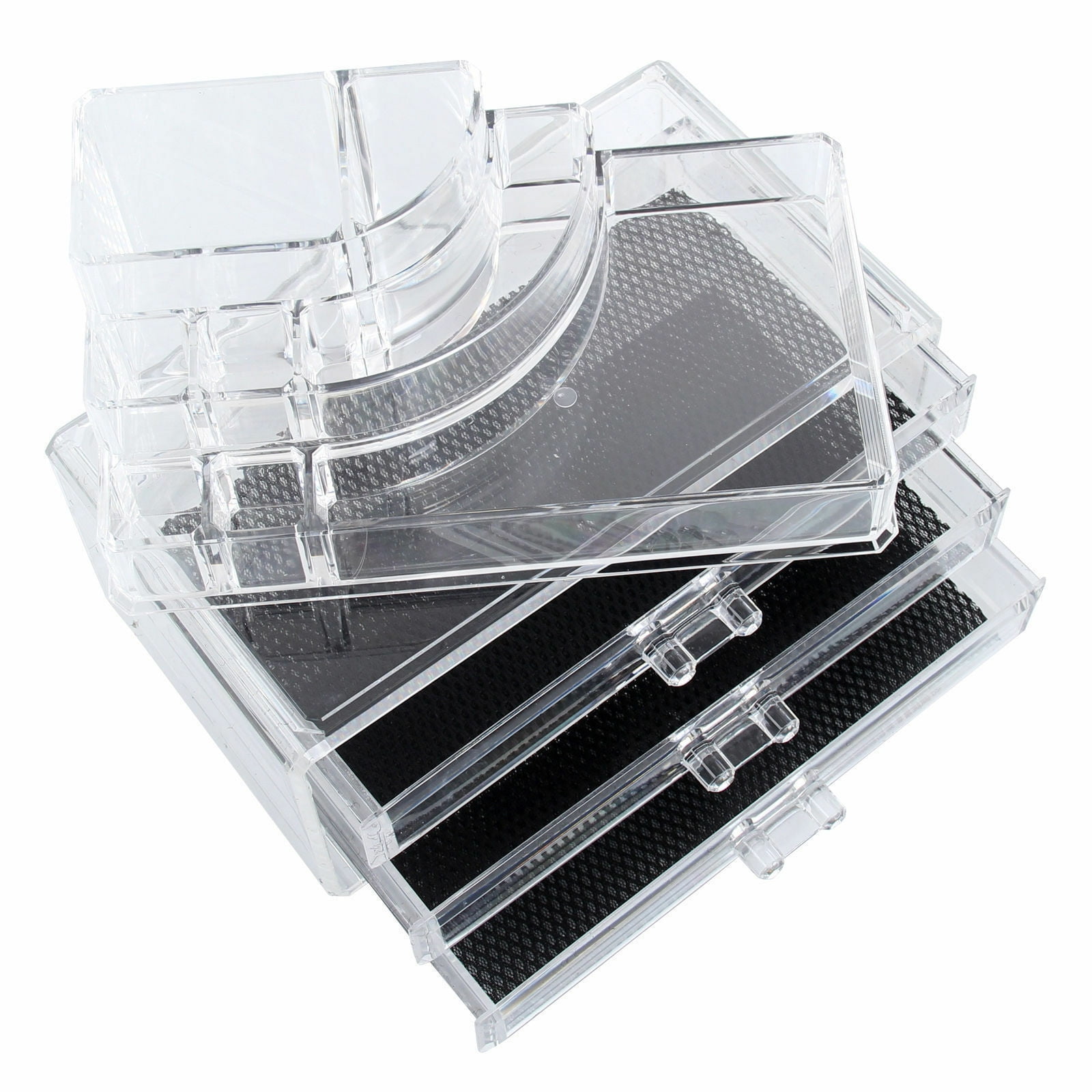 Clear Acrylic Makeup Organizer 18 Spaces Lipstick Holder 3 Rows Multi Level