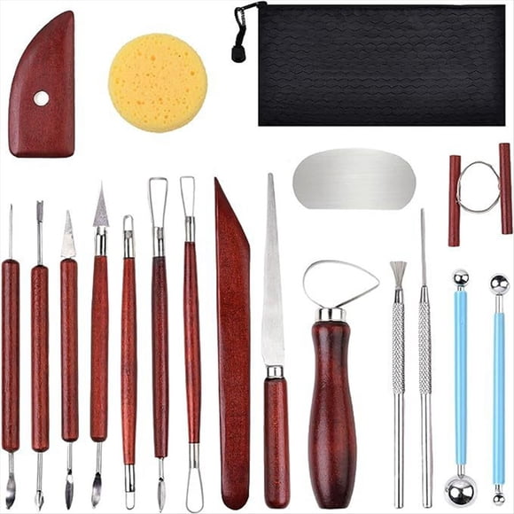 18 Piezas Cerámica Madera Metal Cuchillo Escultura de Arcilla Cuchillo para Tallar Arcilla Herramientas de Arcilla Suave