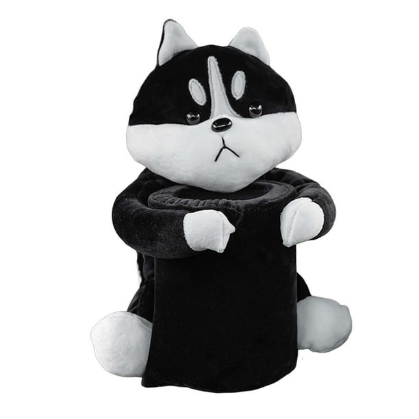 Bonita caja de pañuelos de peluche para coche, con correas elásticas para papelera. Negro