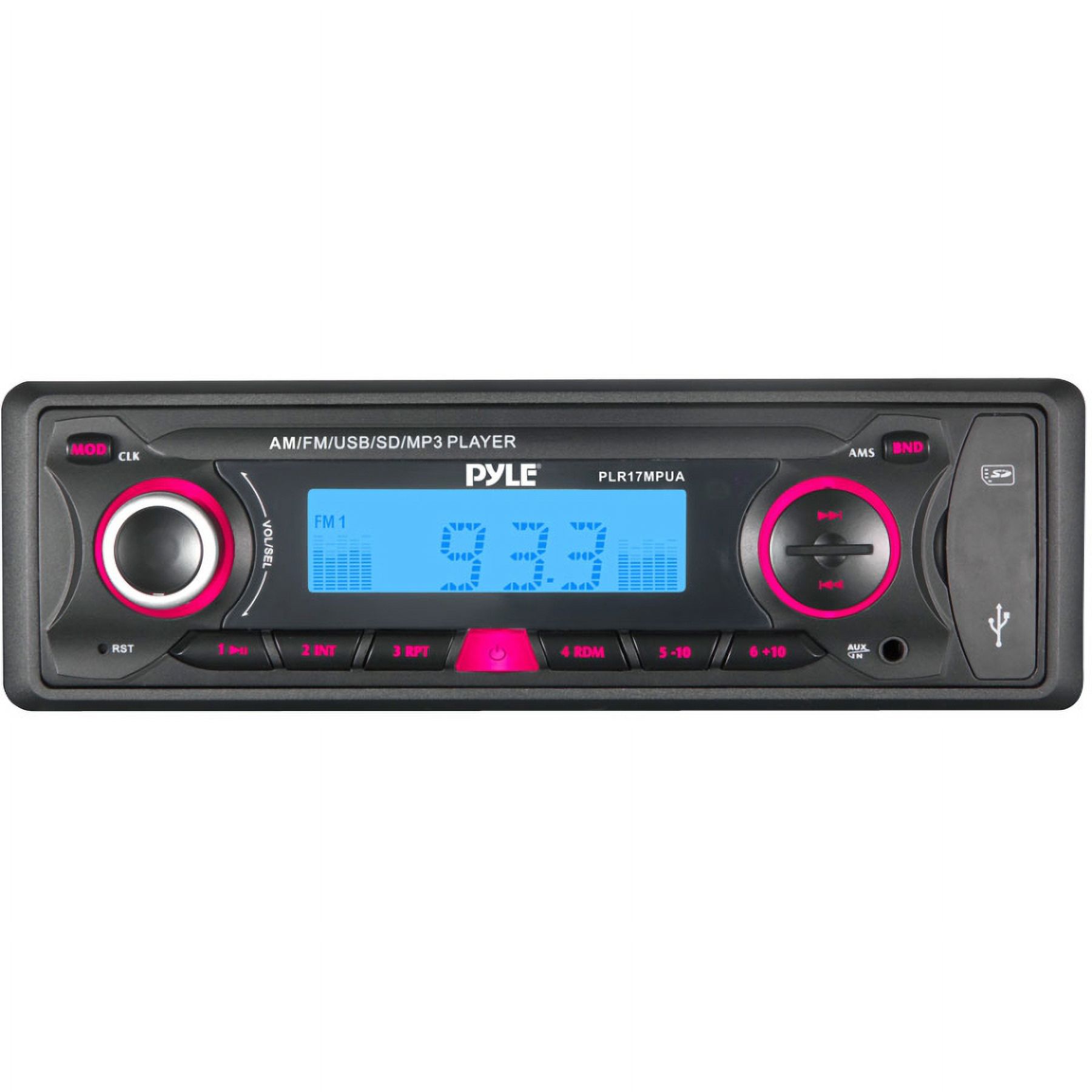 Pyle - PLR17MPUA - In-Dash AM/FM-MPX Receiver MP3 Playback w/ USB/SD Card & Aux input - image 2 of 2