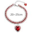 thumbnail image 3 of Pet Accessories Supplies Rhinestones Kitten Bling Three Row Diamond Necklace Love Pendant Cat Collar RED, 3 of 8