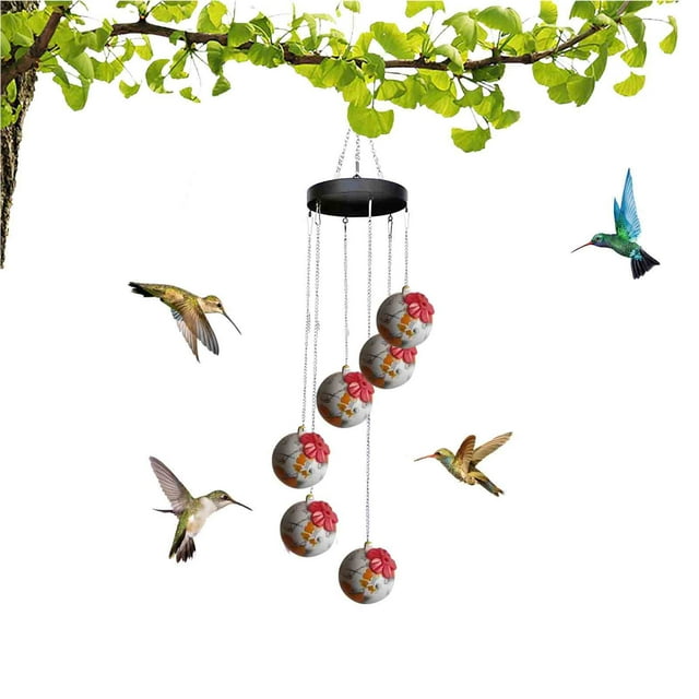 Xihbxyly Comedero para Colibríes, Campanillas de Viento Coloridas para Exteriores, Decoración Colgante para Jardín, Atrae Pájaros para Espacios Relajantes, Regalo Perfecto para Amantes de La Naturale