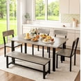 thumbnail image 2 of MOOSENG Modern Dining Table Set for 6, Kitchen Table and Chairs with Bench, 6-Piece Gray Wood Dining Room Set, Space Saving Small Dining Table for Living Room, 2 of 8