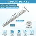 thumbnail image 2 of Uxcell 10Pcs 1/4"-20x60mm Threaded Rods with Hex Nuts, 304 Stainless Steel Fully Threaded Rod Right Hand Threads with 20Pcs Flange Nut for Clamps Hangers U-Bolt, Silver Tone, 2 of 7