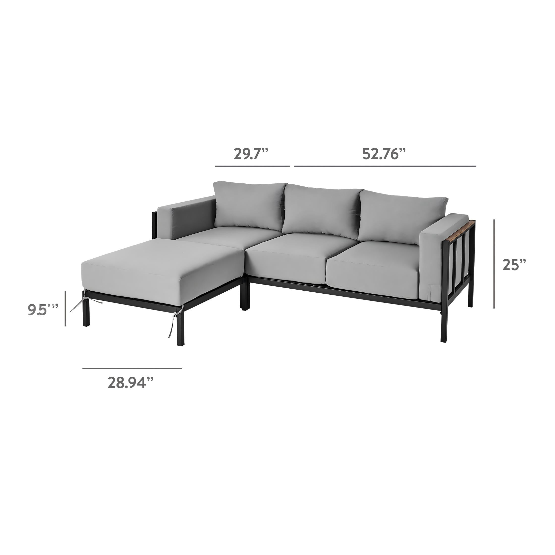 Better Homes & Gardens Marlow Outdoor 2pc Patio Sectional, Gray