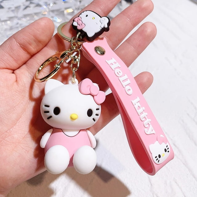 LLavero de Hello Kitty para niños, adornos de muñeca de dibujos animados, Sanrio Kawaii Kt, Pvc, goma suave, bolsa de coche, accesorios de Cosplay, regalo Fivean unisex