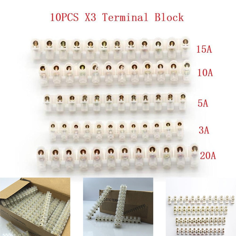 12 WAY STRIP ELECTRICAL WIRE BLOCK CONNECTION 3 AMP CHOC TERMINAL BLOCKS 3 AMP 