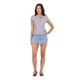 thumbnail image 2 of Forever 21 Women's Poplin Button Down Collared Shirt with Self Tie Back, Short Sleeve Fitted Top, Lightweight Casual Everyday Style, Pink, XXS-XXL, 2 of 6