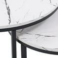 thumbnail image 4 of Tables basses gigognes rondes d'intérieur CorLiving Fort Worth en imitation marbre blanc avec base en acier noir, 4 of 8