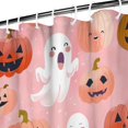 thumbnail image 3 of Halloween Shower Curtain with Ghost Pumpkin Bat Spider Web, 72x72 Inch Waterproof Bathroom Decor - Orange Black Purple Spooky Theme with Hooks, 3 of 6