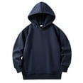 thumbnail image 2 of Eltusu Girls Pullover Hoodies, Solid Color Casual Long Sleeve Relaxed Fit Sweatshirts with Pockets Navy Size 5-6T, 2 of 3