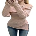 thumbnail image 1 of Women Irregular Sweater Off-shoulder Knitwear and Halterneck Tops, 1 of 7