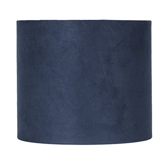 Urbanest Suede Classic Drum Lampshade, 8-inch by 8-inch by 7-inch, Navy Blue, Spider-fitter